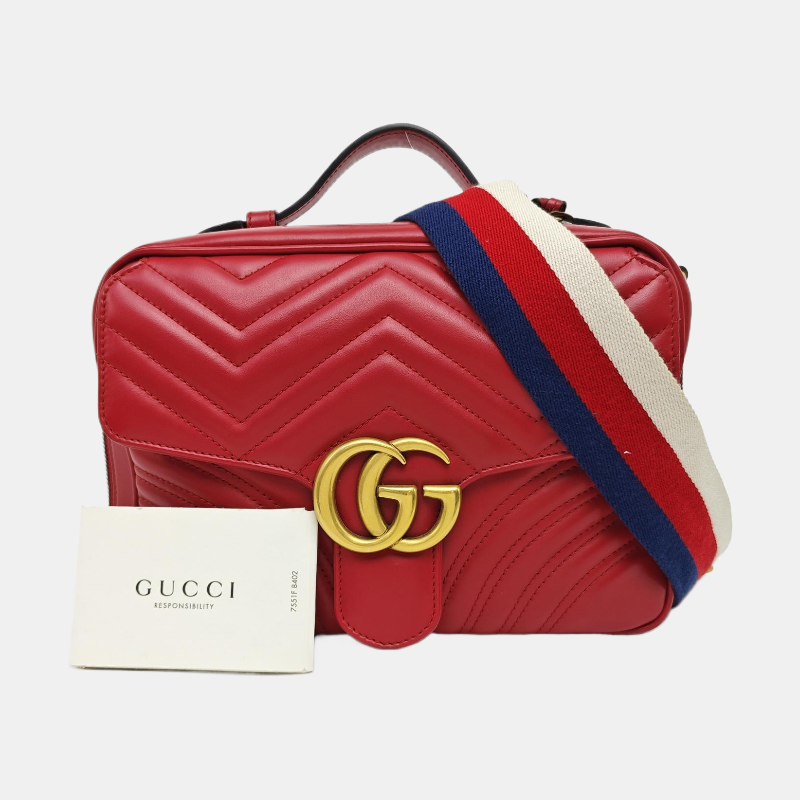 GG Marmont Medium Quilted Calfskin Red