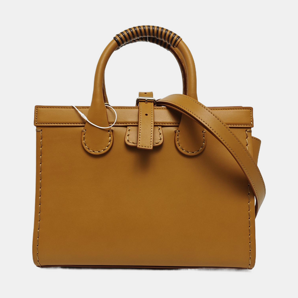 Calfskin Top Handle Bag Brown