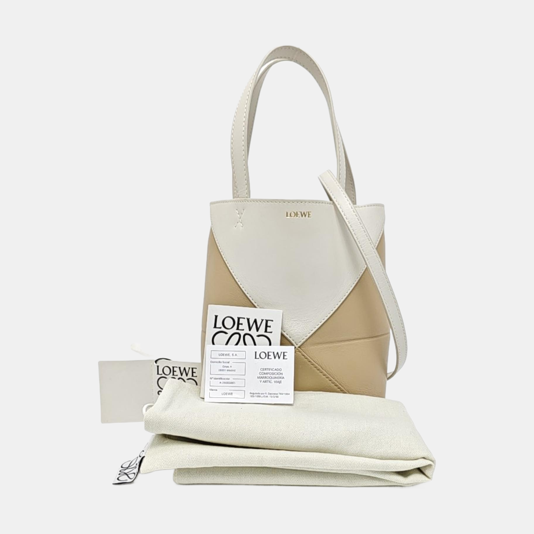 Puzzle Fold Mini Quilted Calfskin Beige