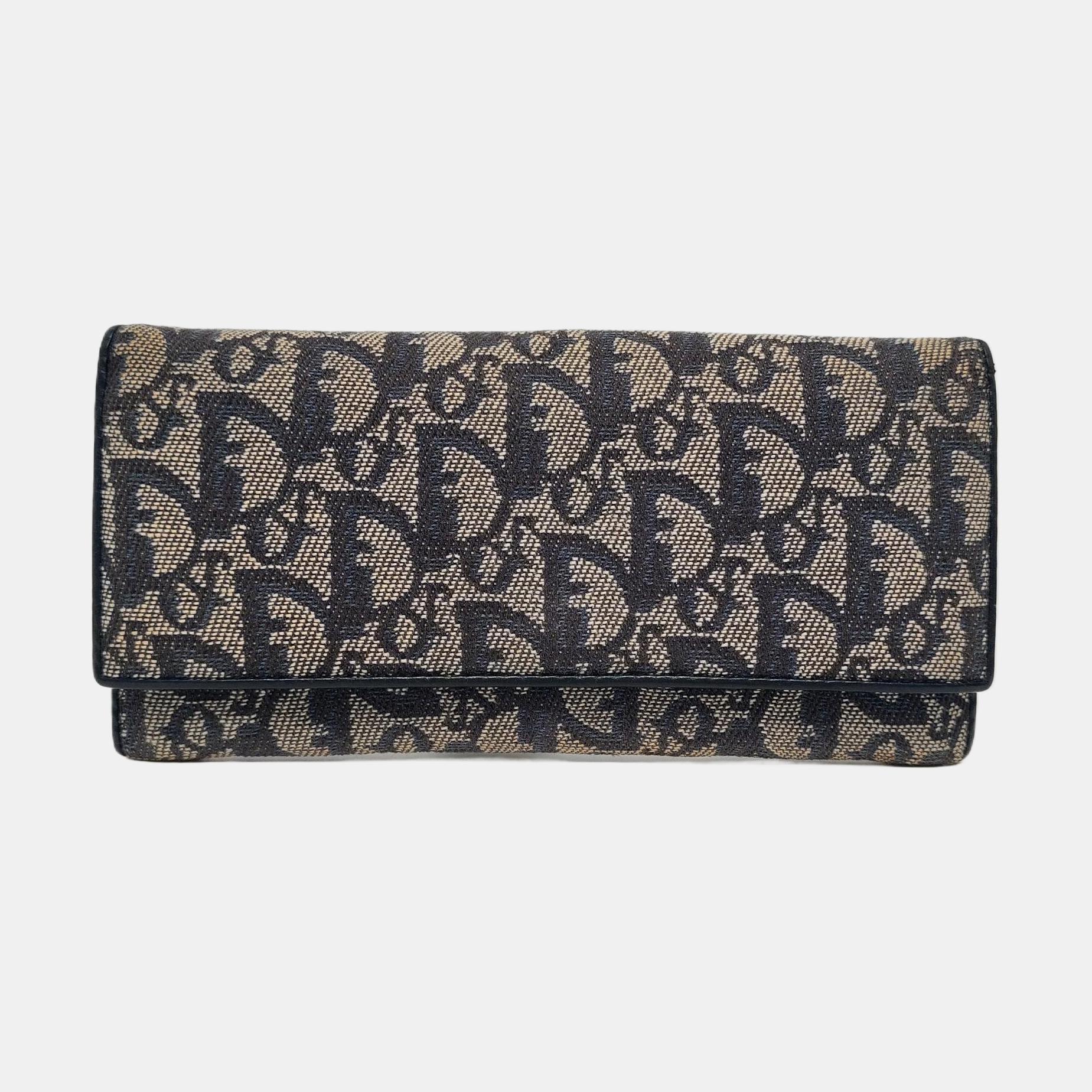 Oblique Coated Canvas Wallet Blue