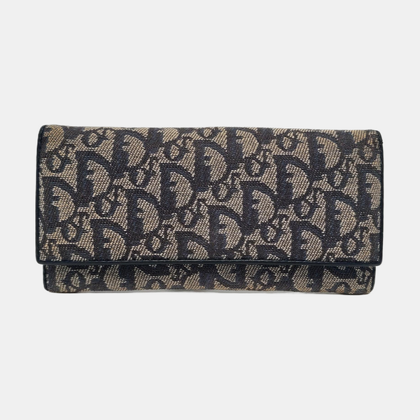 Oblique Coated Canvas Wallet Blue