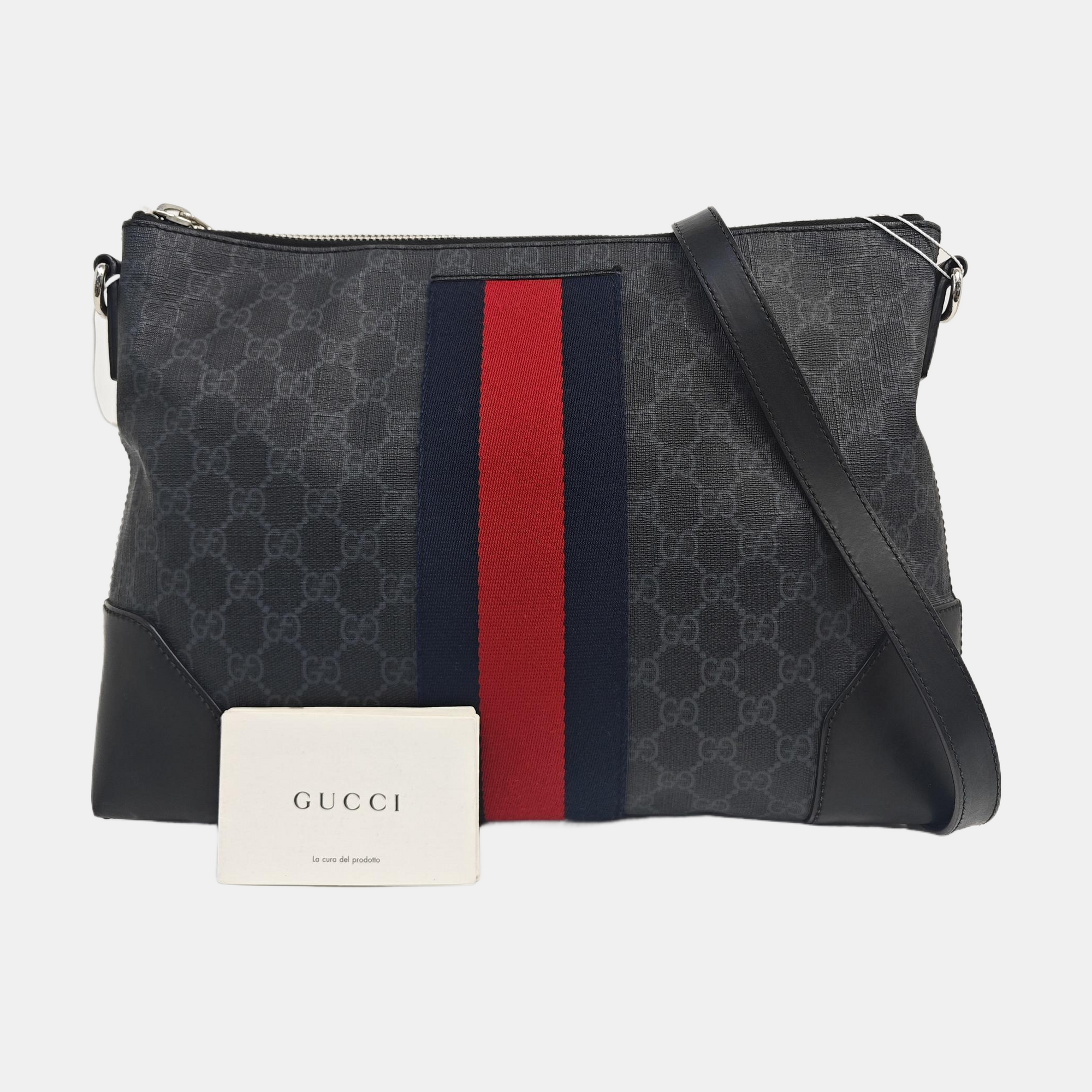GG Supreme Monogram Coated Canvas Gray