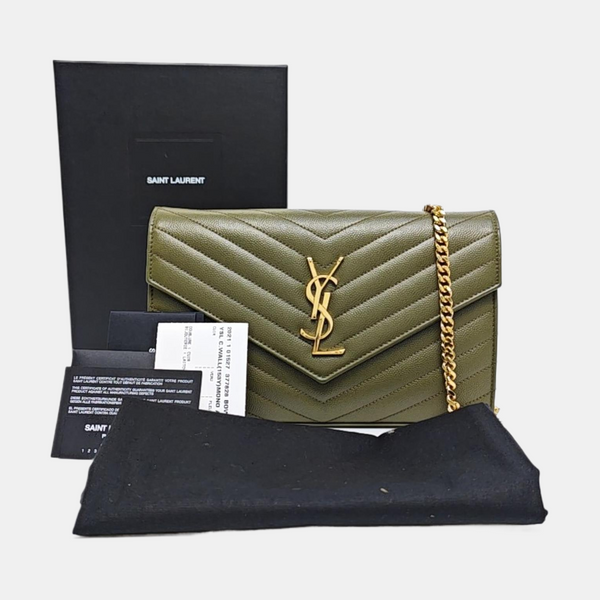 MONOGRAM Medium Chevron Calfskin Green
