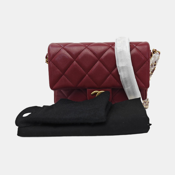 24A Quilted Grained Calfskin Red