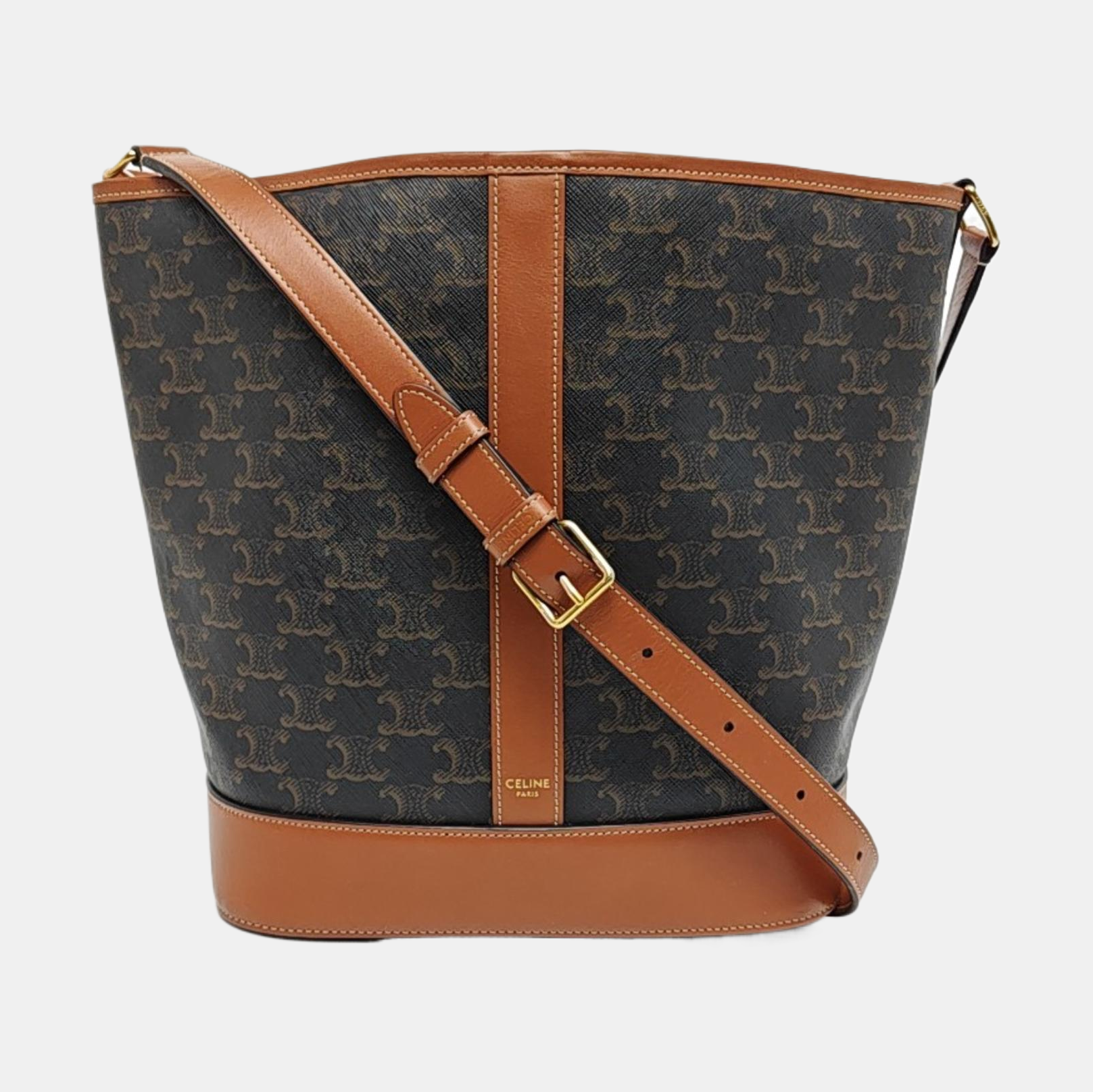 Authenticated pre-owned  TRIOMPHE CANVAS Medium Coated Canvas Brown - Bucket Bag at Looply