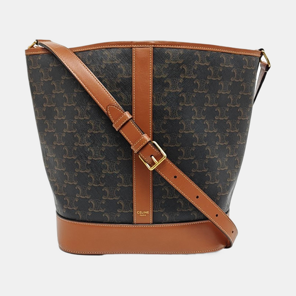 Authenticated pre-owned  TRIOMPHE CANVAS Medium Coated Canvas Brown - Bucket Bag at Looply
