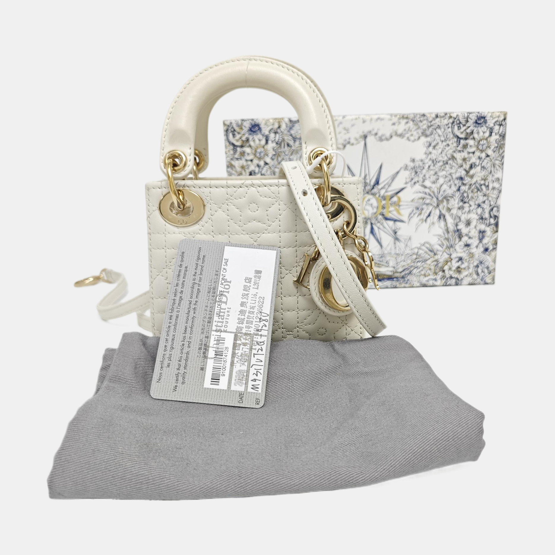 Lady Dior Super Mini Quilted Lambskin White