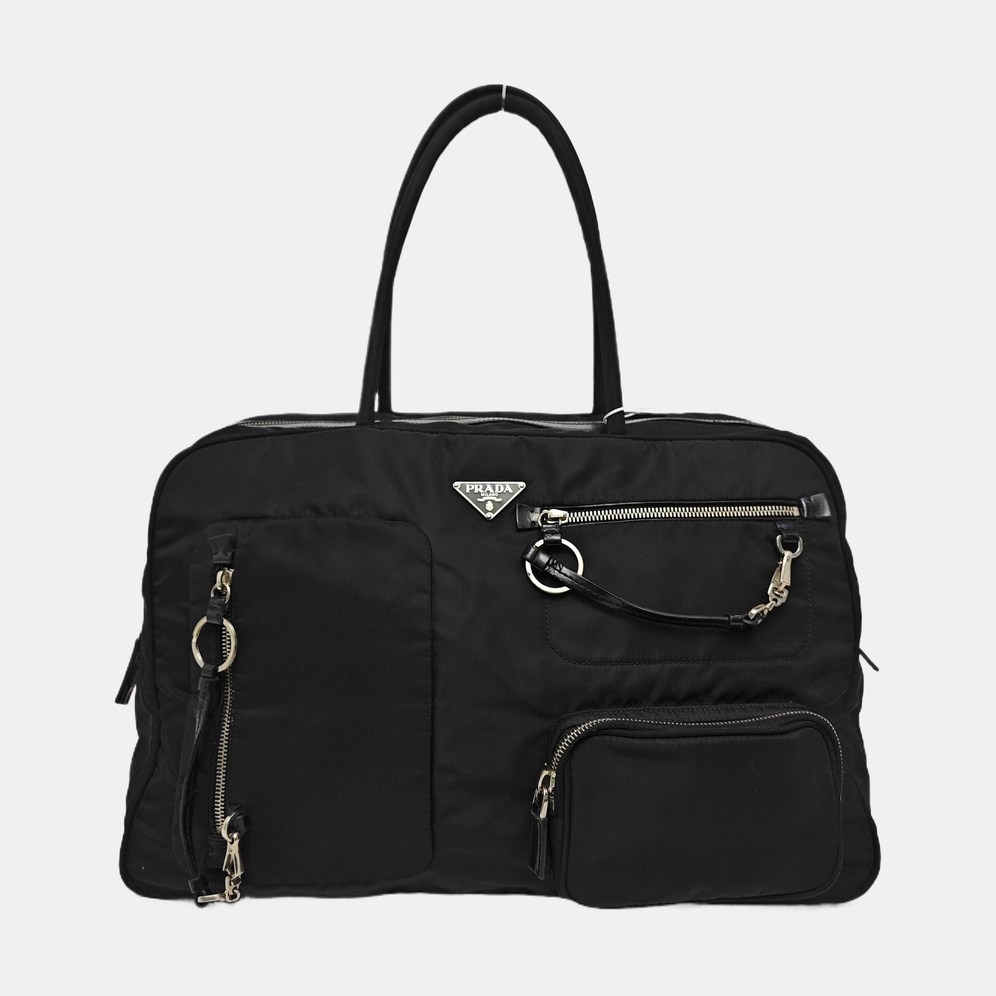 Nylon Top Handle Bag Black