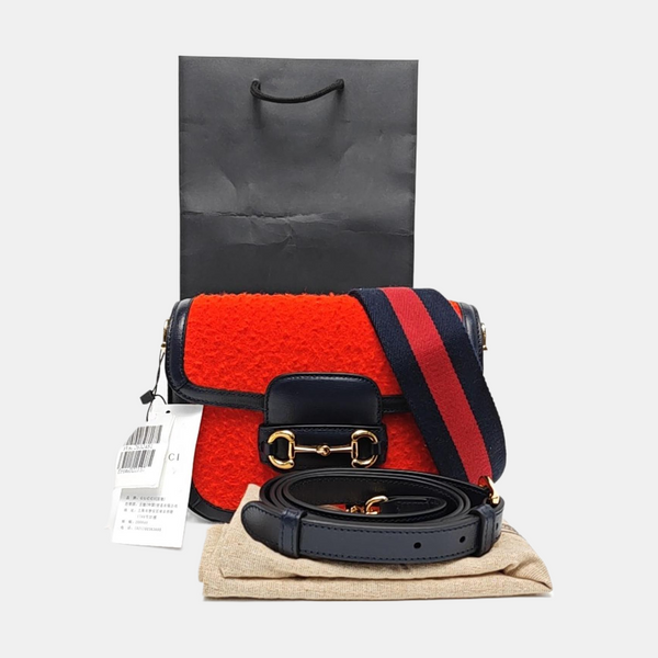 Authenticated pre-owned  Horsebit 1955 Fabric Red - Crossbody Bag at Looply