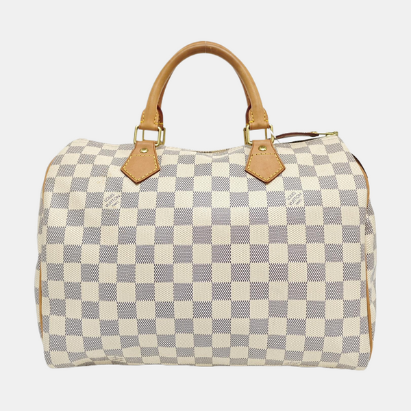 Authenticated pre-owned  SPEEDY 30 Damier Azur Coated Canvas White - Top Handle Bag at Looply