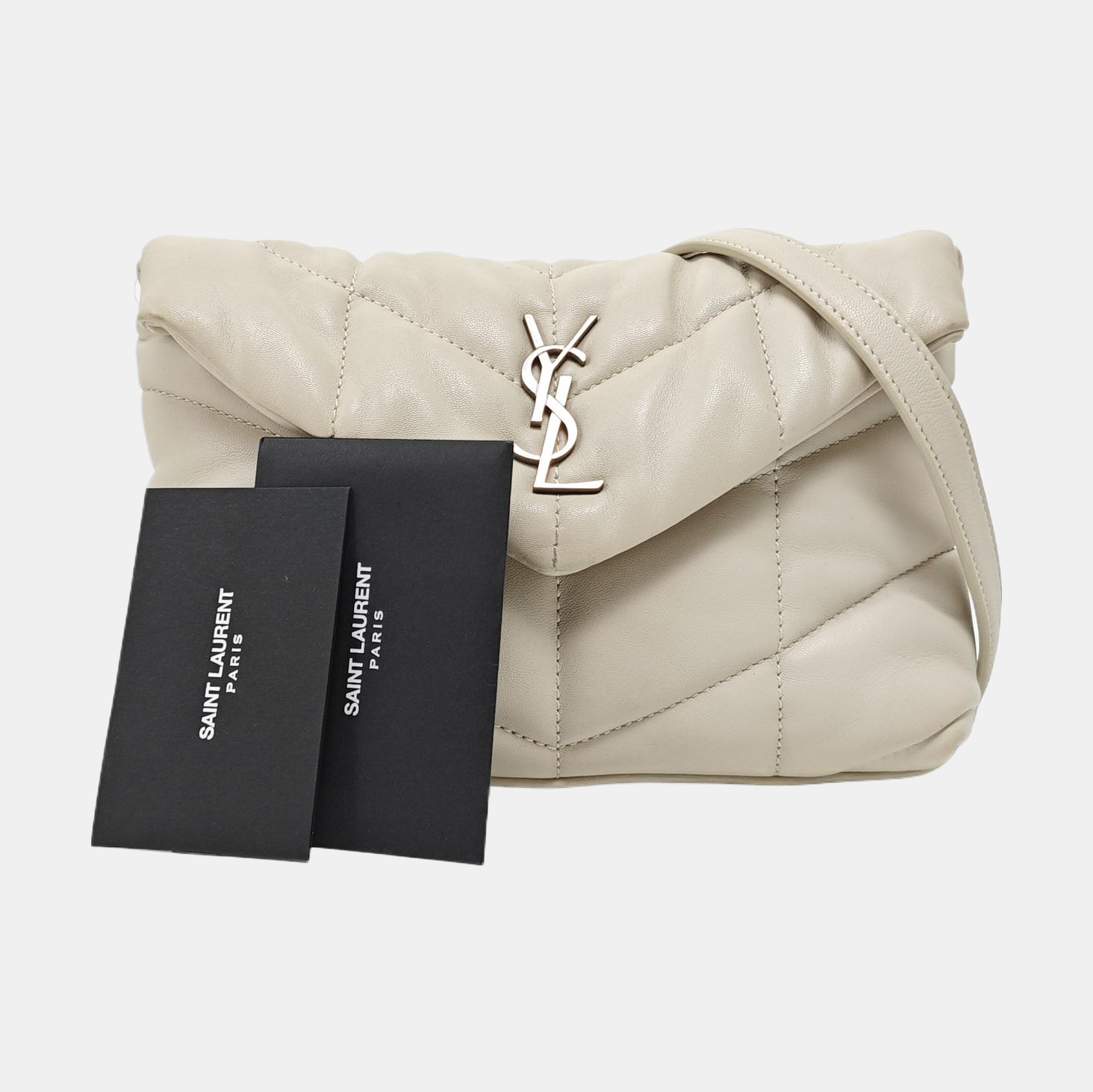 PUFFER Mini Chevron Lambskin White