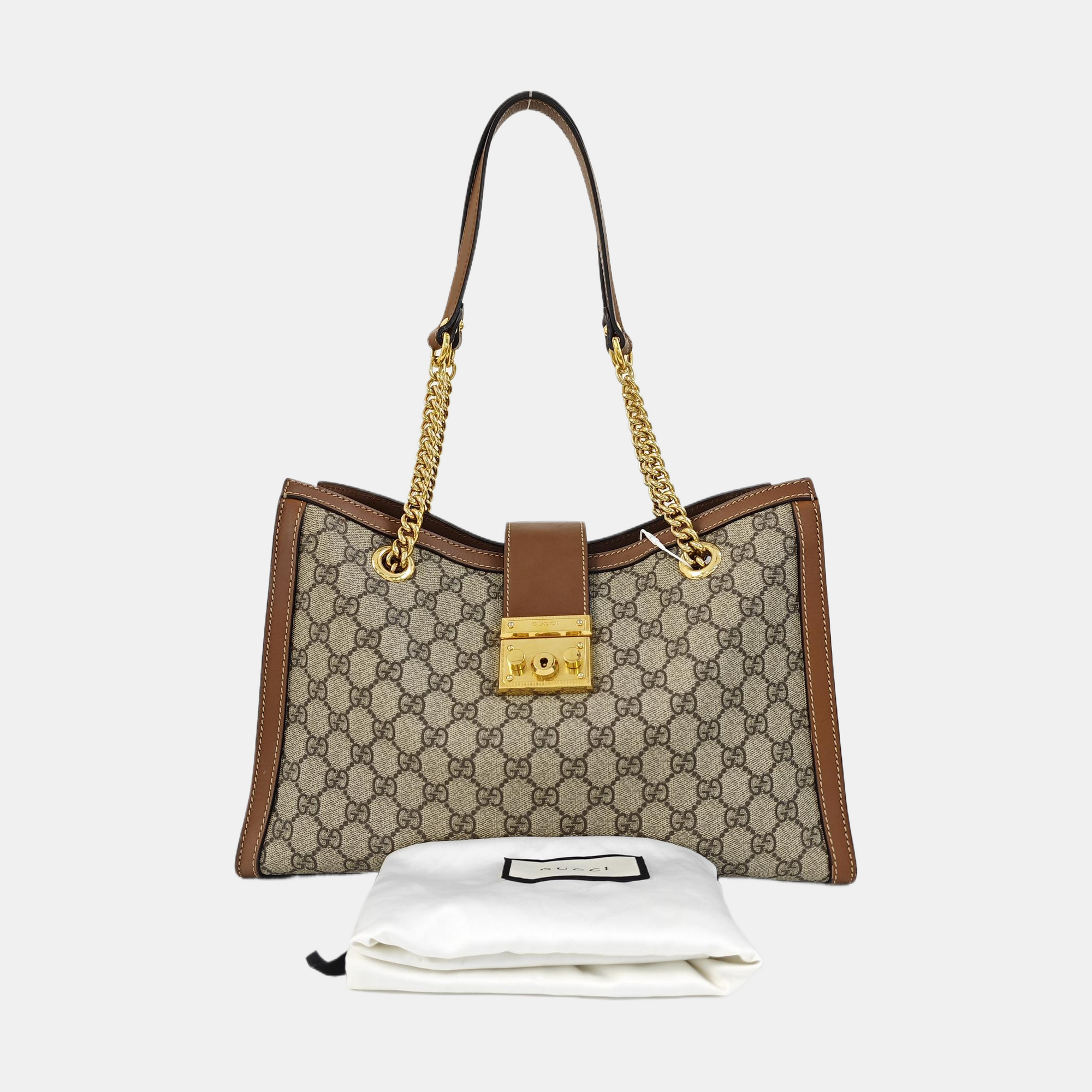 Padlock Medium Monogram Coated Canvas Beige