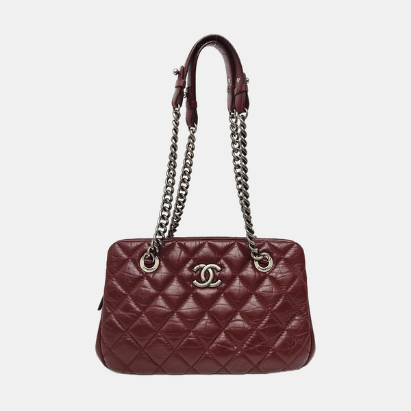 Quilted Calfskin Tote Bag Red