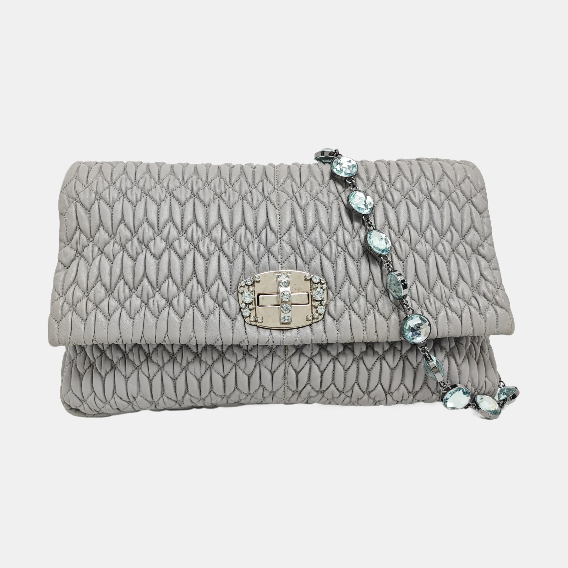 Crystal Quilted Lambskin Gray