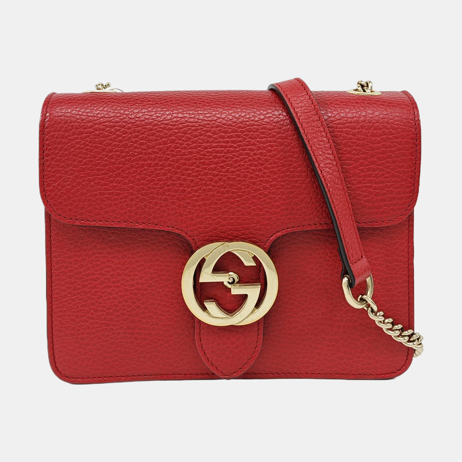 Interlocking G Small Calfskin Red