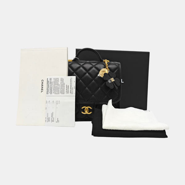 Quilted Grained Calfskin Backpack Black
