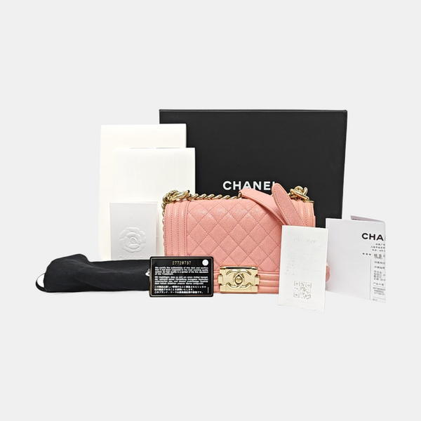 BOY CHANEL Mini Quilted Grained Calfskin Pink
