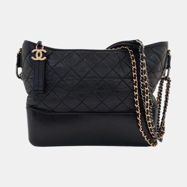 GABRIELLE Large Quilted Calfskin Black
