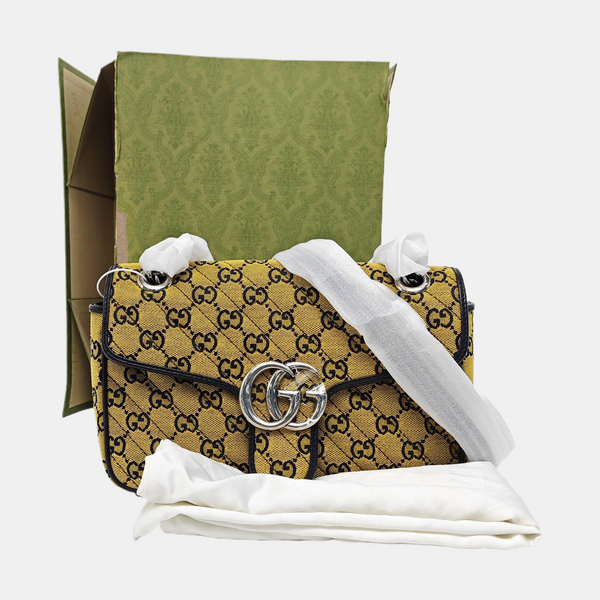GG Marmont Medium Quilted Canvas Yellow