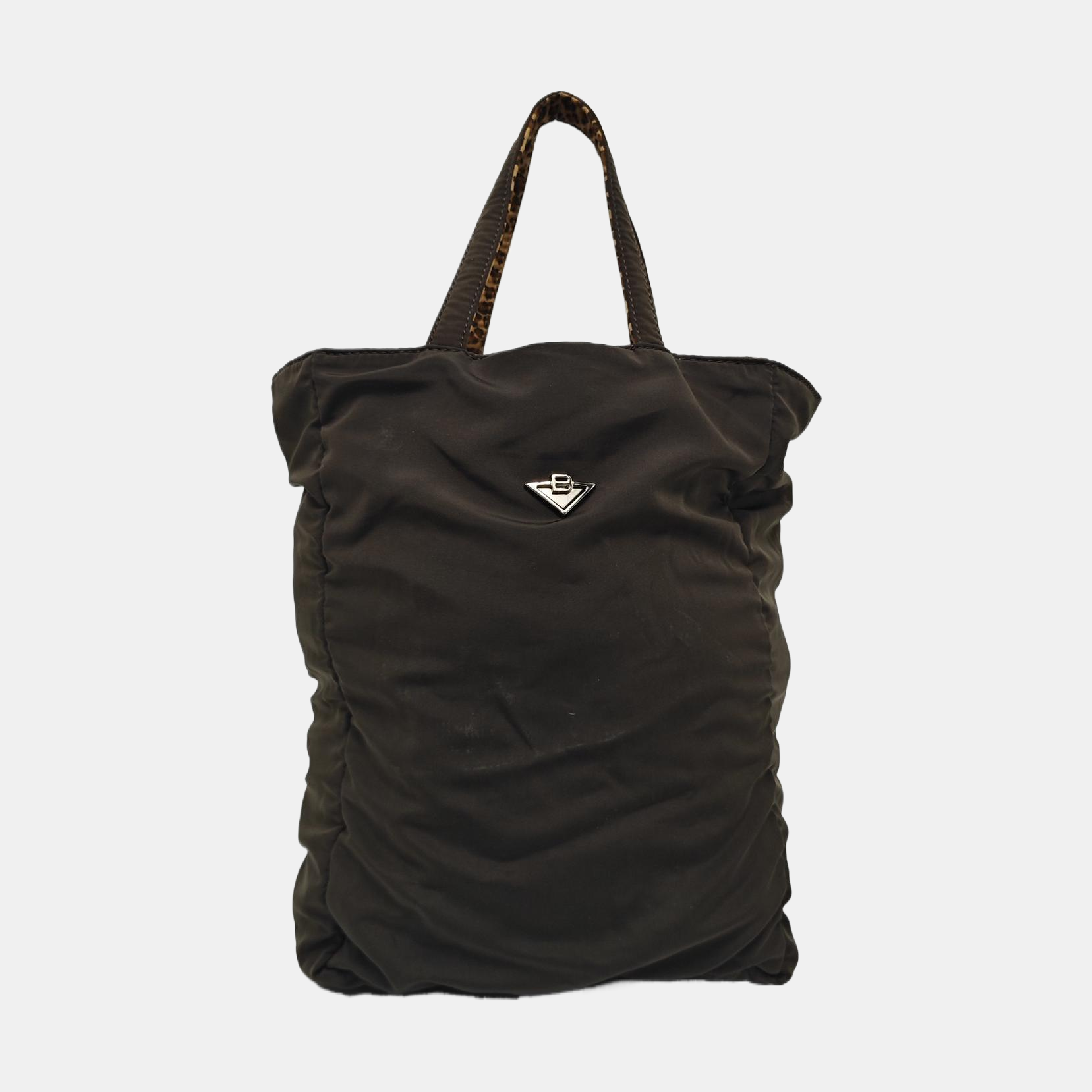 Fabric Top Handle Bag Brown