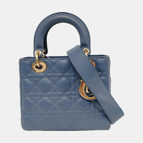 Lady Dior Small Cannage Lambskin Blue