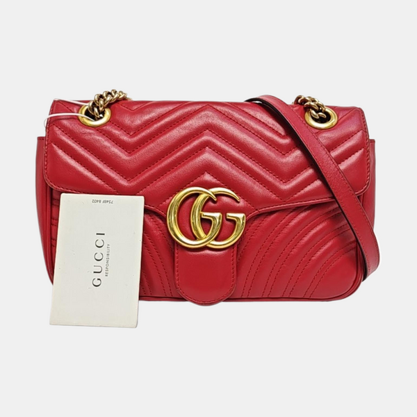 GG Marmont Medium Quilted Calfskin Red