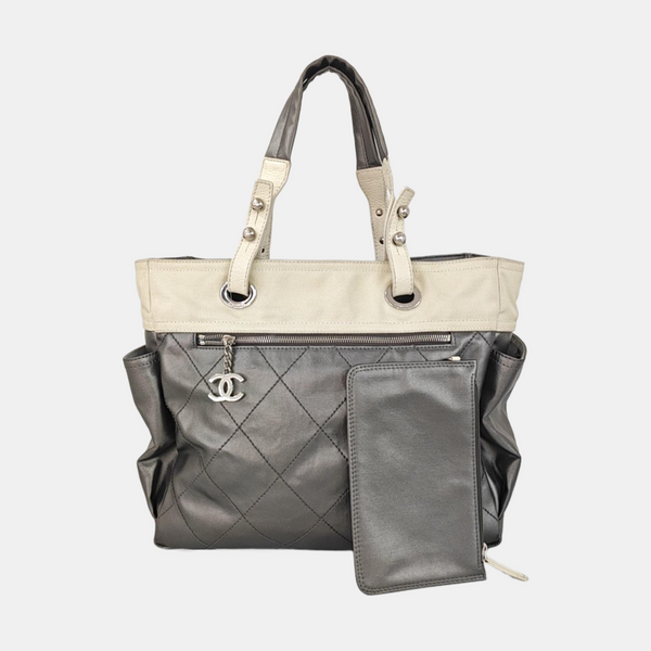 PARIS BIARRITZ Large Quilted Coated Canvas Gray