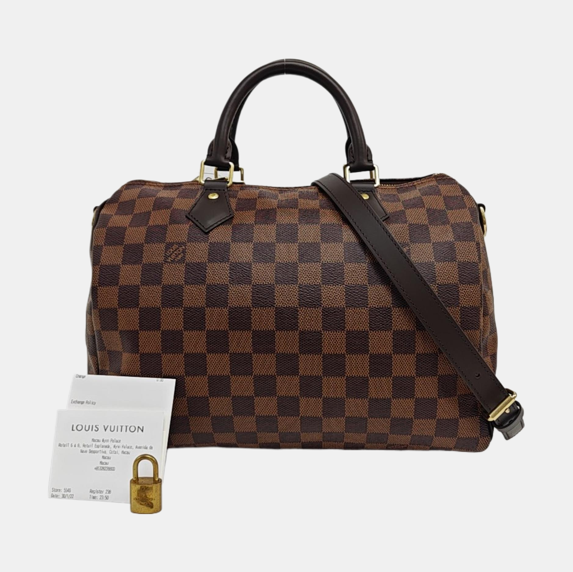 SPEEDY 30 Damier Ebene Coated Canvas Brown