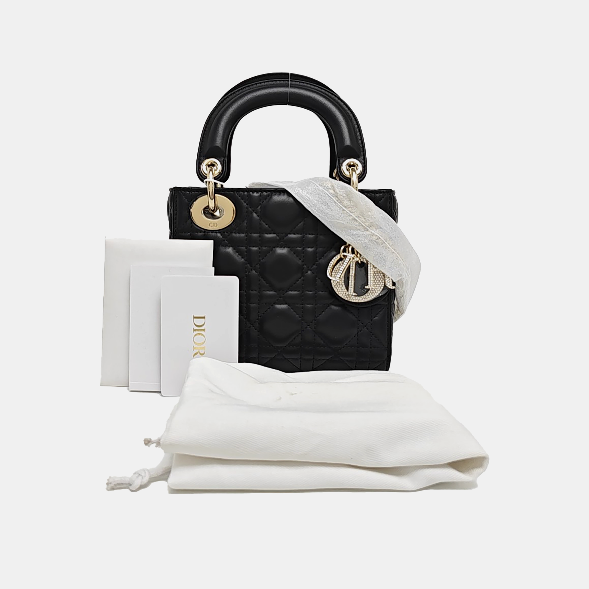 Lady Dior Mini Cannage Lambskin Black