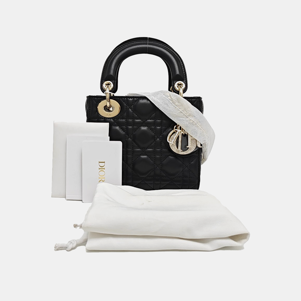 Lady Dior Mini Cannage Lambskin Black