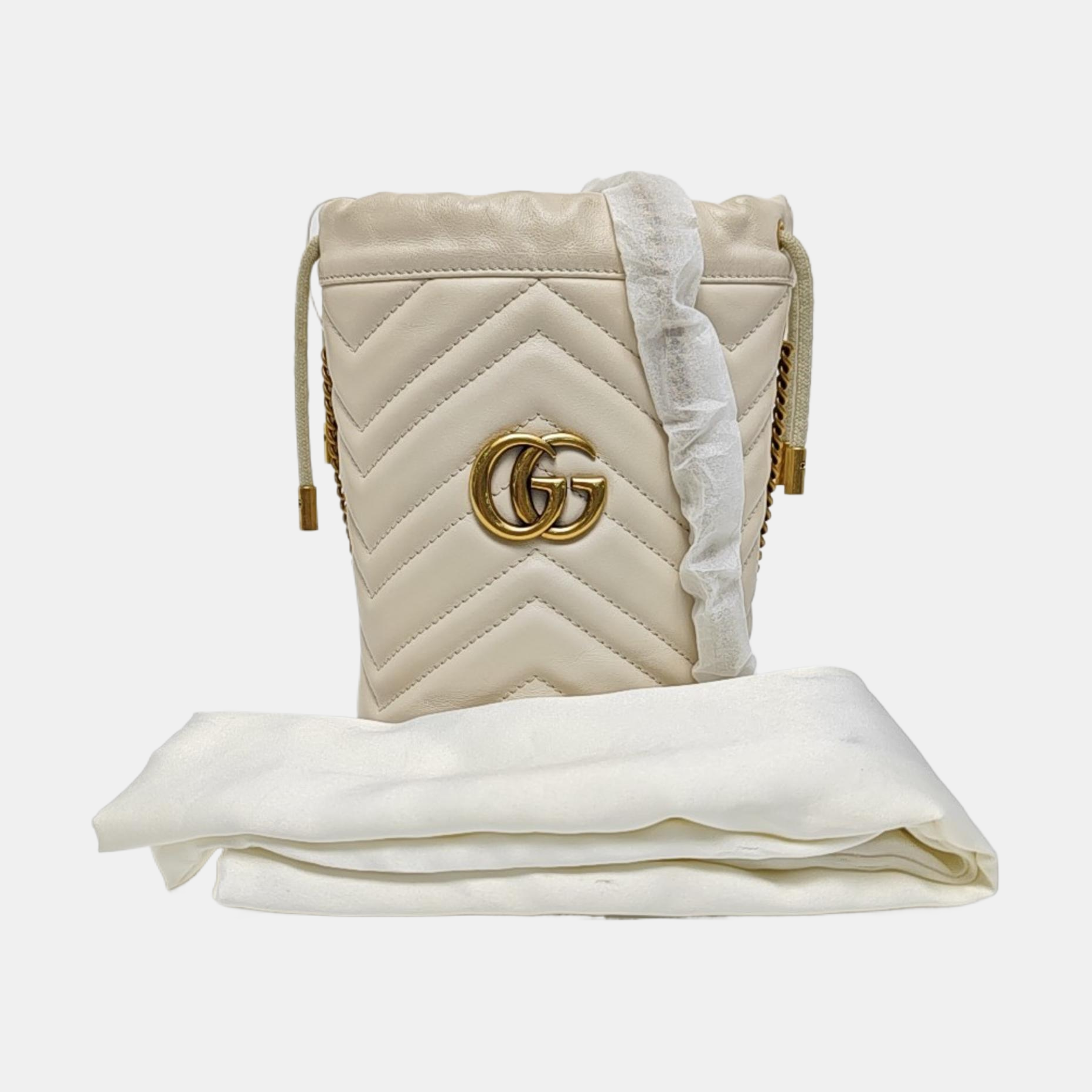 GG Marmont Mini Quilted Calfskin White