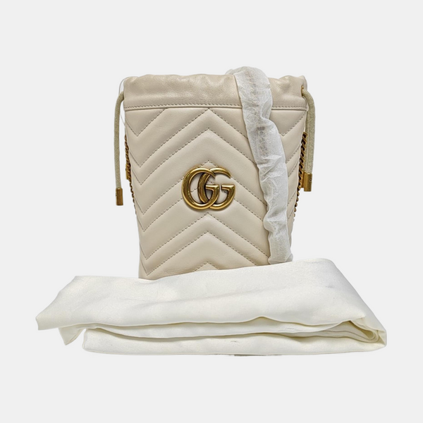 GG Marmont Mini Quilted Calfskin White