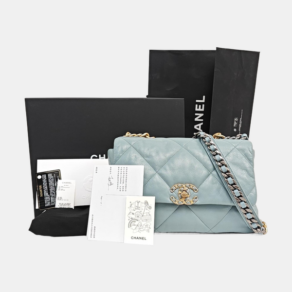 CHANEL 19 Large Quilted Lambskin Blue