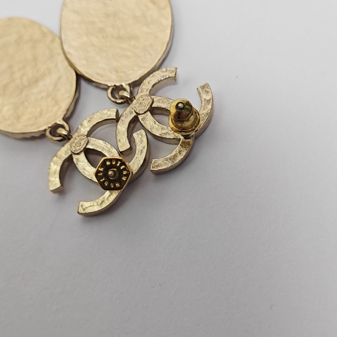 CC Logo Metal Gold Stud Earrings