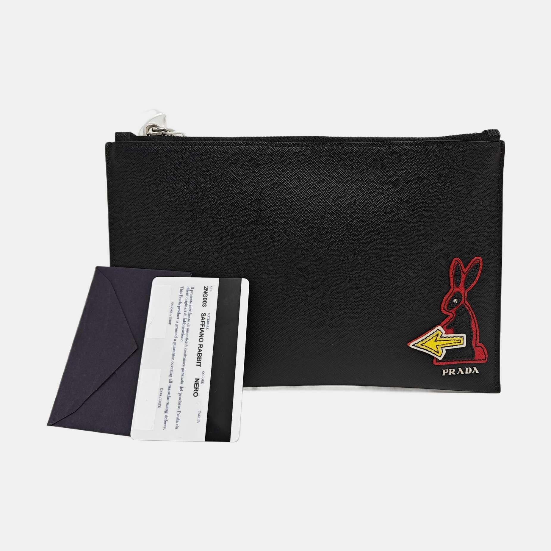 Saffiano Calfskin Clutch Black