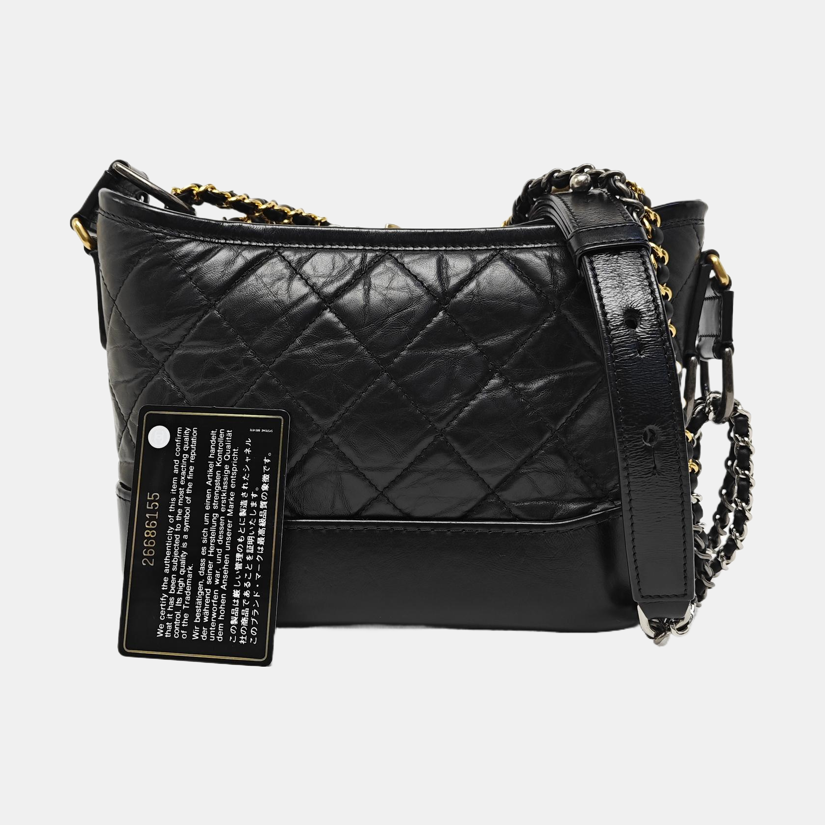 GABRIELLE Small Quilted Vintage Calf Black