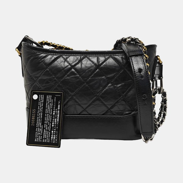 GABRIELLE Small Quilted Vintage Calf Black