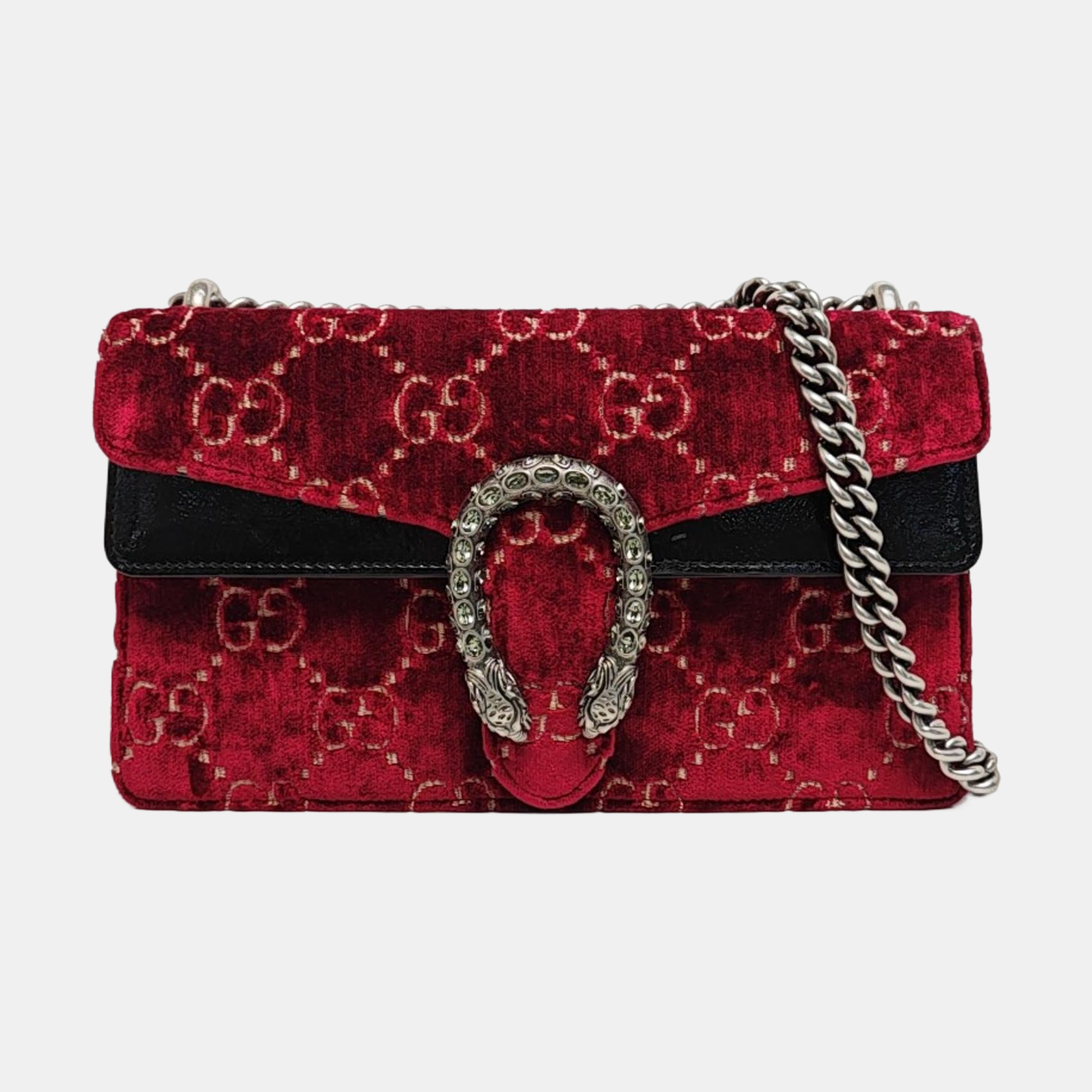 Dionysus Small Monogram Velvet Red