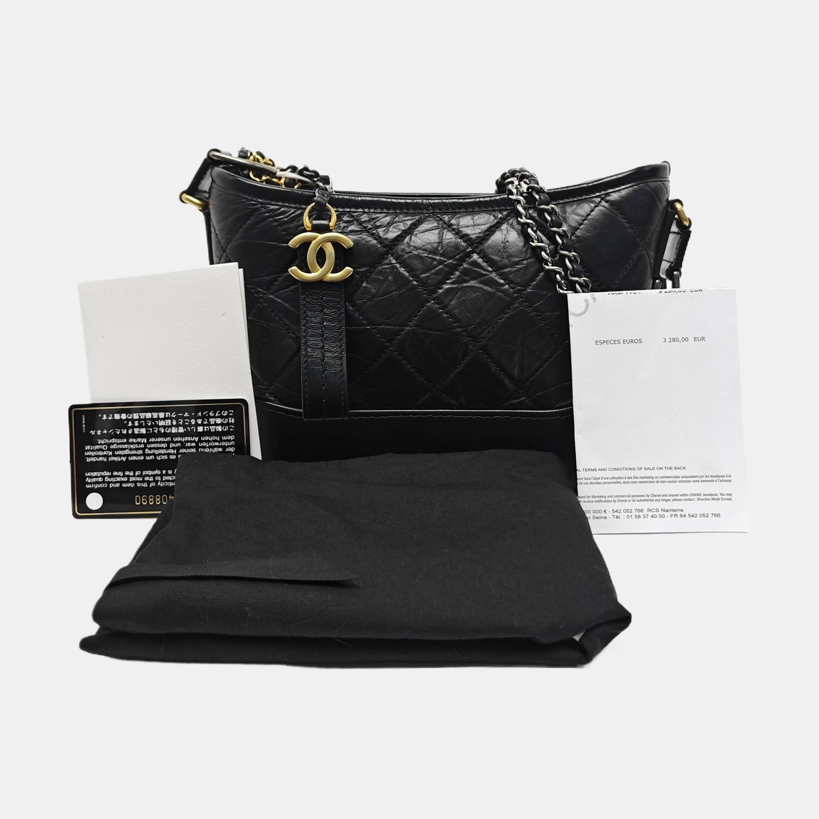 GABRIELLE Small Quilted Calfskin Black