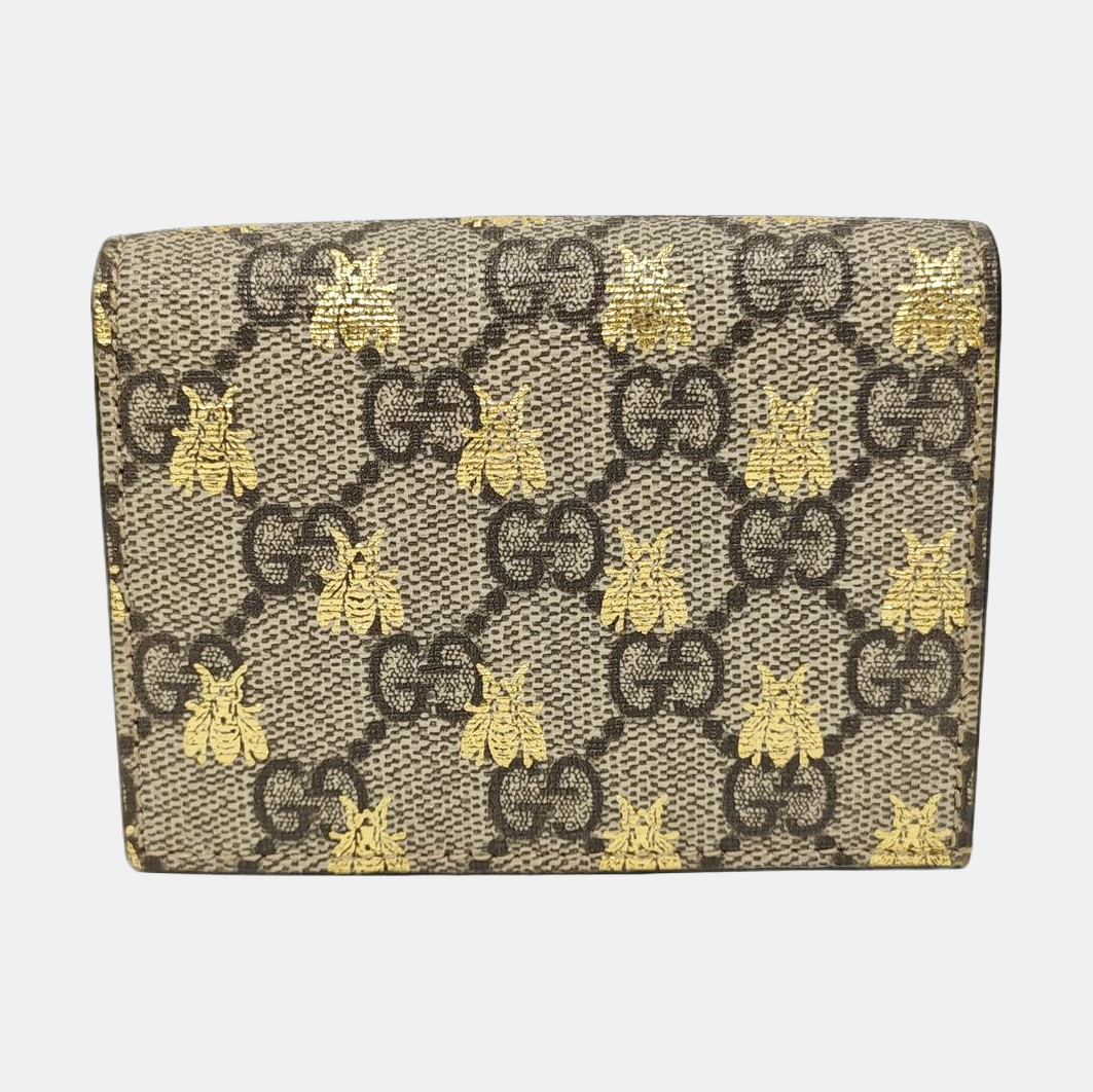 GG Supreme Monogram Coated Canvas Beige Card Holder
