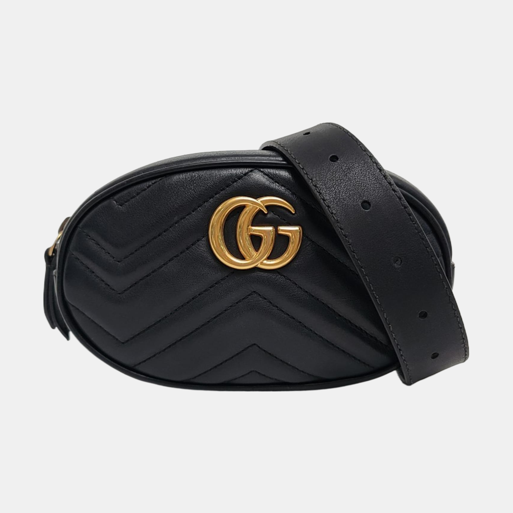 GG Marmont Piel de becerro matelassé negra