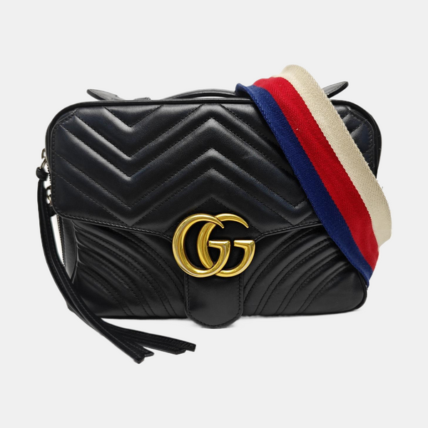 GG Marmont Medium Quilted Calfskin Black