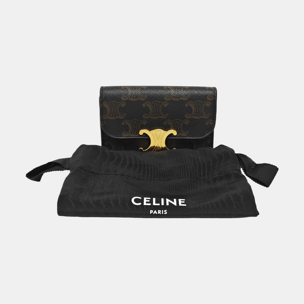 TRIOMPHE Mini Coated Canvas Brown Card Holder