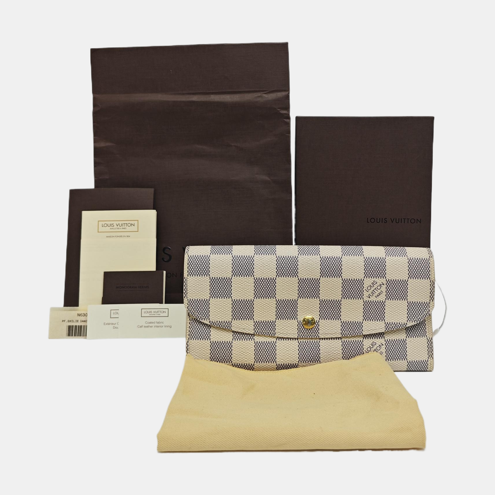 EMILIE Damier Azur Coated Canvas White Wallet