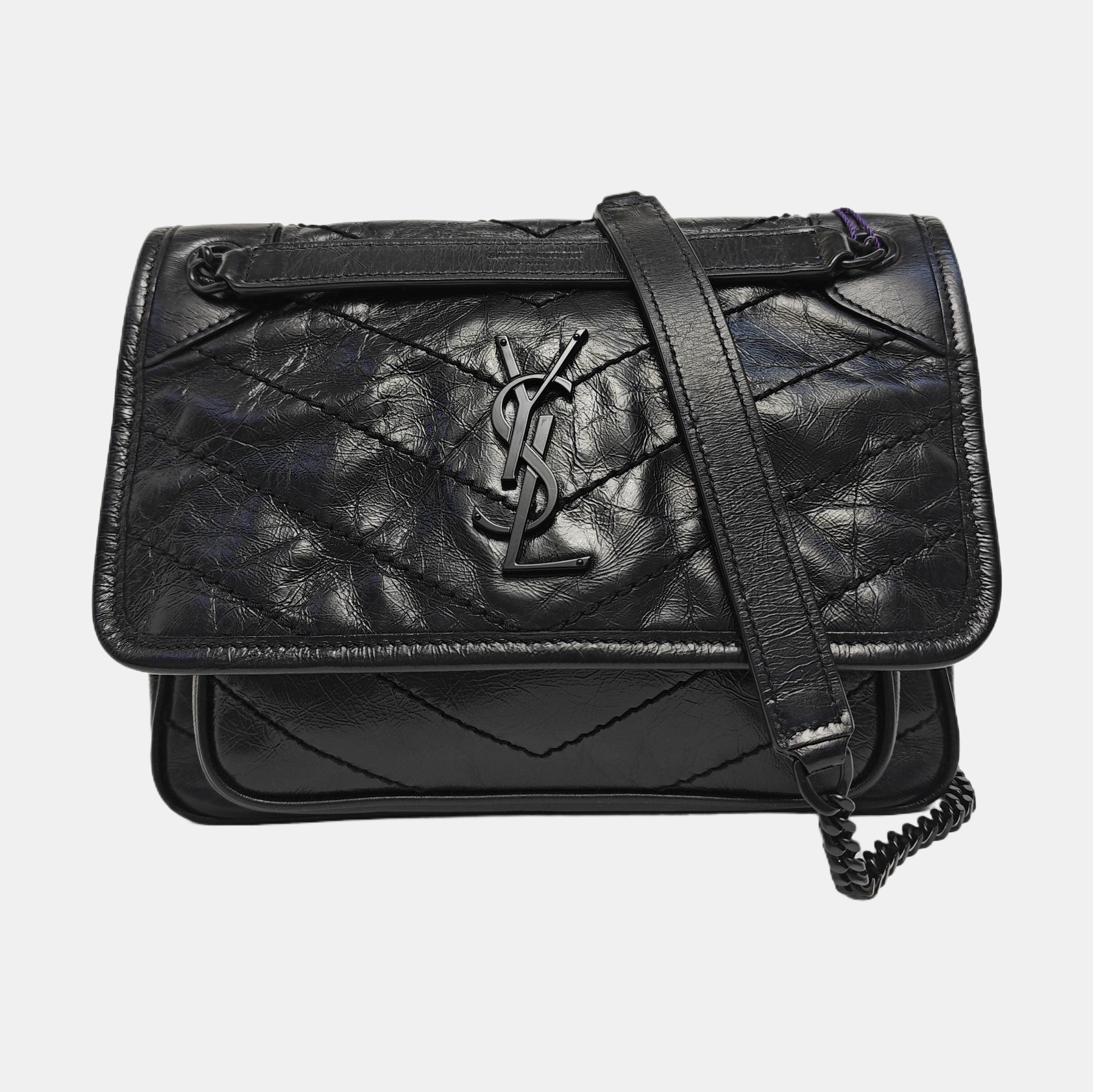 NIKI Small Chevron Calfskin Black