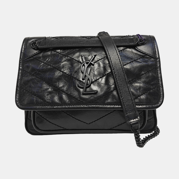 NIKI Small Chevron Calfskin Black