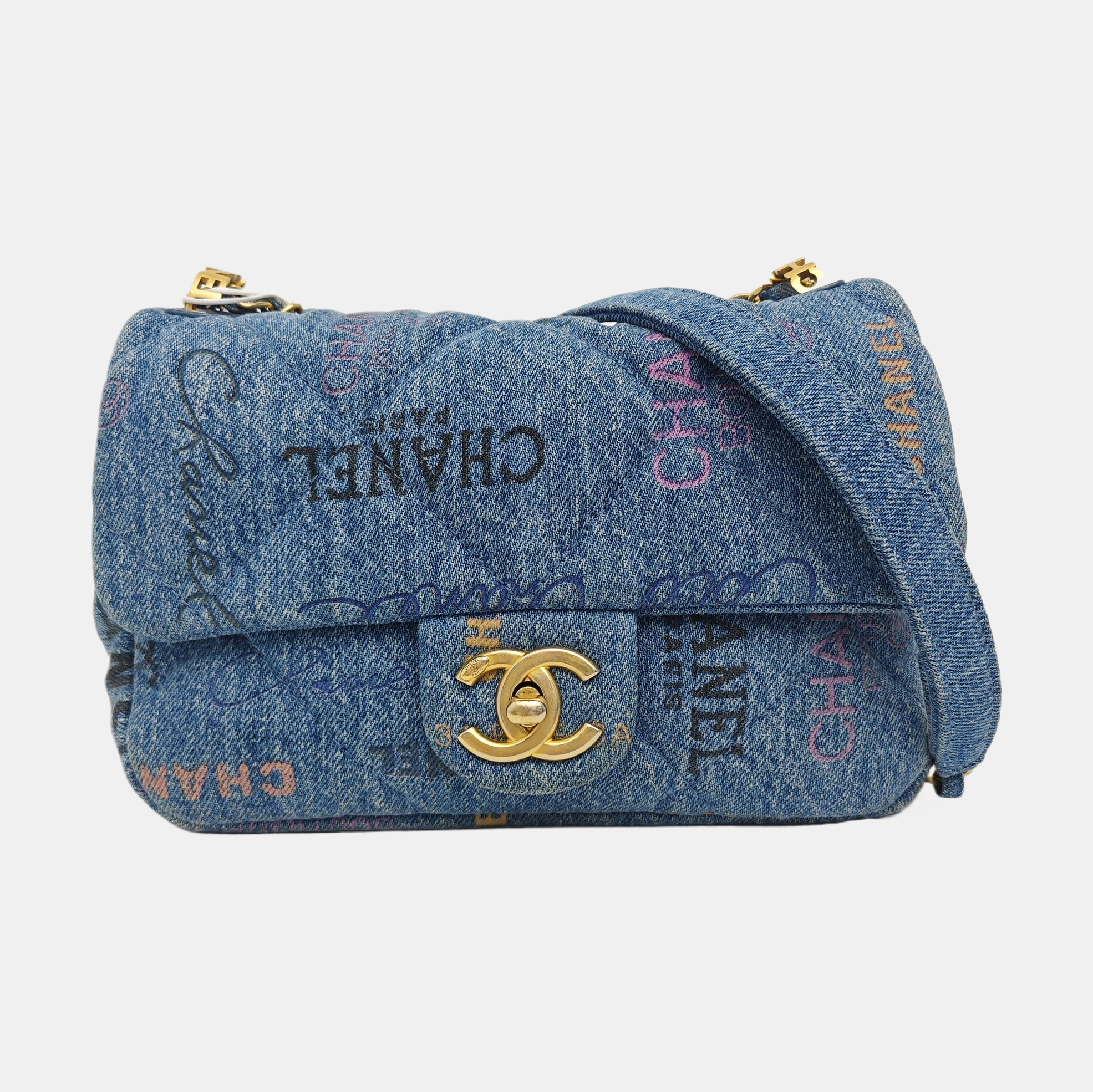 CLASSIC FLAP Mini Quilted Denim Blue