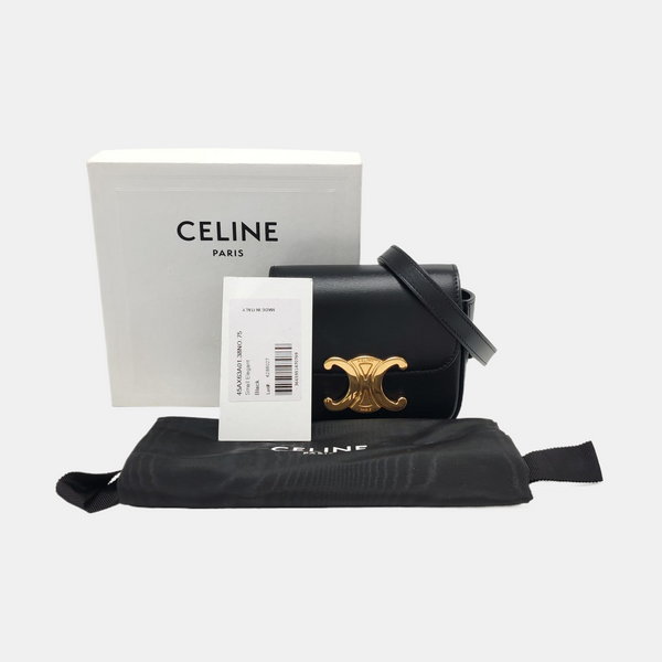 Authenticated pre-owned  TRIOMPHE Mini Calfskin Black - Shoulder Bag at Looply