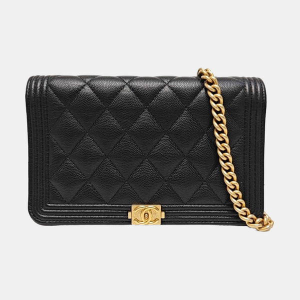 BOY CHANEL Mini Quilted Grained Calfskin Black