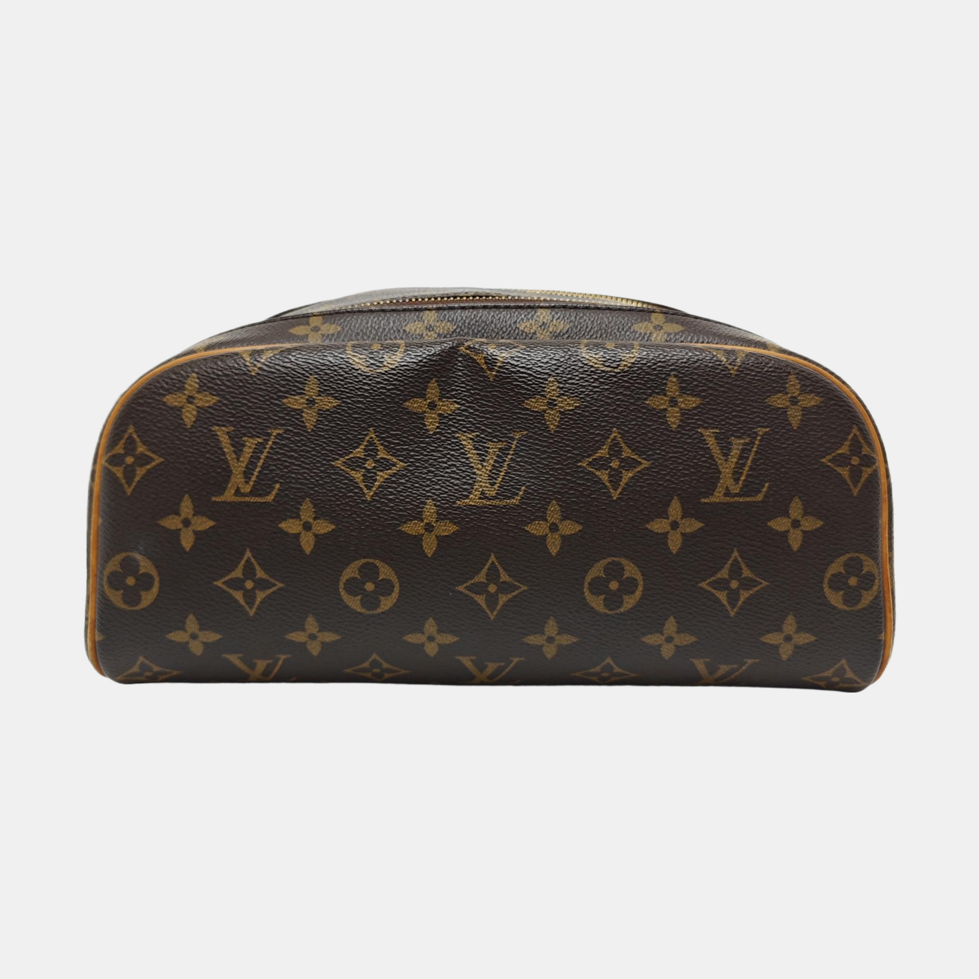 Monogram Coated Canvas Top Handle Bag Extra Large Brown